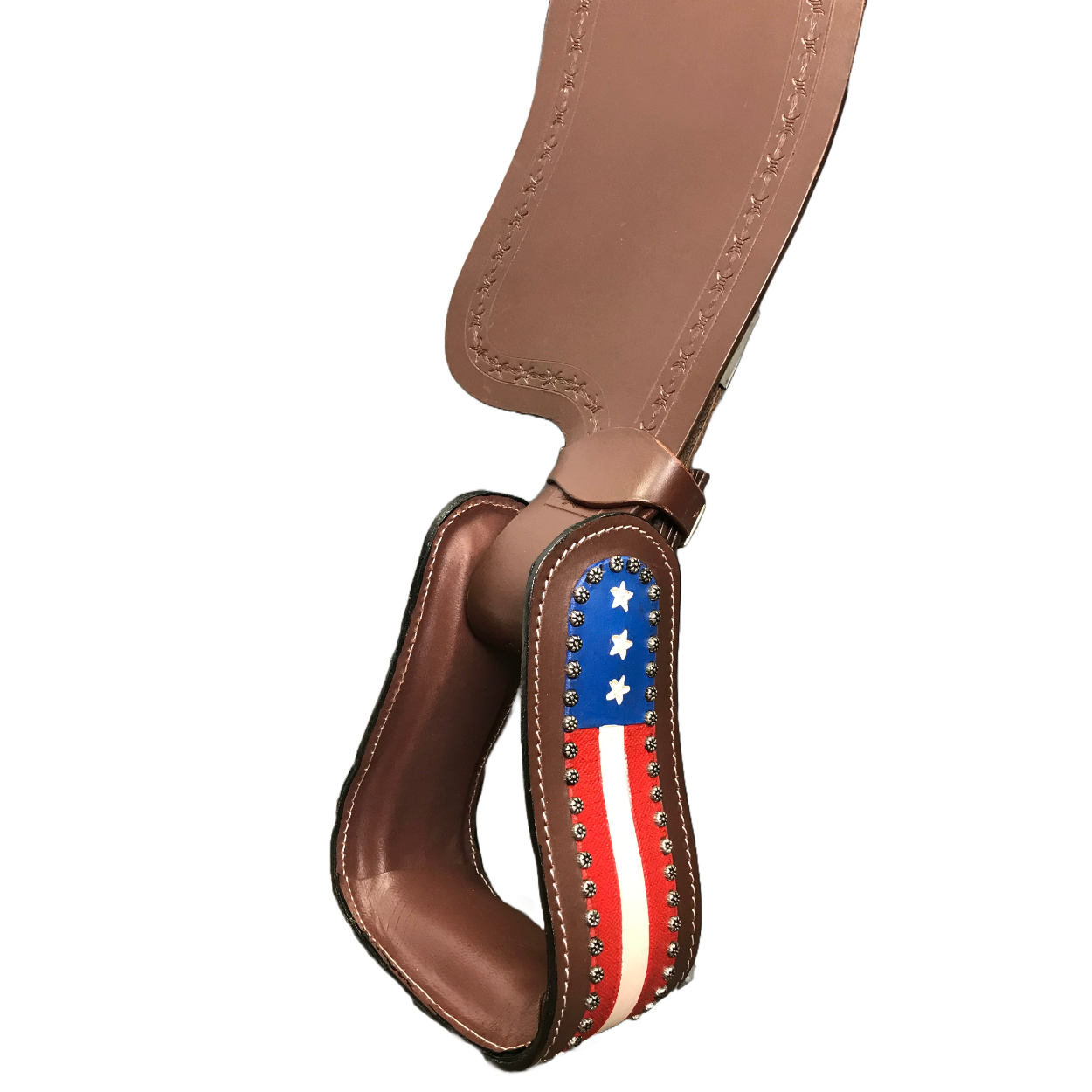 American Flag Leather Adult Western Stirrups 