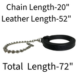 Derby Originals Multipurpose Fancy Stitch Black Leather Lead for Cattle, Horse or Dog with Chain and Swivel Snap