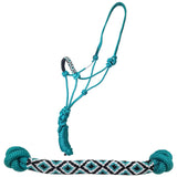 Tahoe Tack Copper Tip Series Braided Rope Horse Halter – Navajo Beaded Noseband, Cowboy Knots, with 10 Ft Lead & 1-Year Warranty