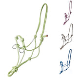 Tahoe Tack Copper Tip Series Horse Rope Training Halter – 4 Knot, 1/4" Stiff Cord with 2 Rings for Enhanced Control, 1-Year Warranty Two Tone 9514