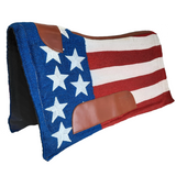 Tahoe Patriotic American Flag Wool Felt Padded Contour Saddle Pad - 36" X 34"