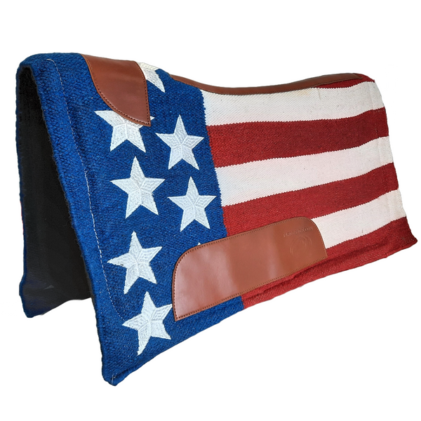 Tahoe Patriotic American Flag Wool Felt Padded Contour Saddle Pad - 36