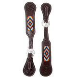 Tahoe Tack Western Spur Straps – Turquoise Navajo Beaded Design & Hand-Tooled Floral Leather, 1-Year Warranty Uni-Sex