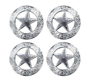 Flat Silver Star Conchos with Screw Back - Lot of 4 - Tack Wholesale