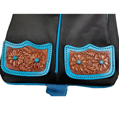 Stylish turquoise flower Western saddlebags