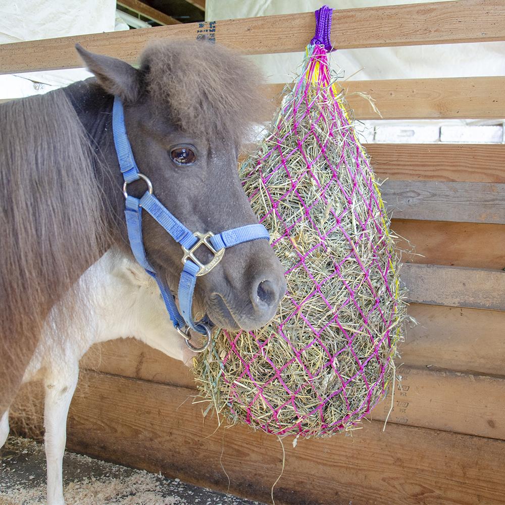 Cotton Candy slow feed hay net for controlled feeding